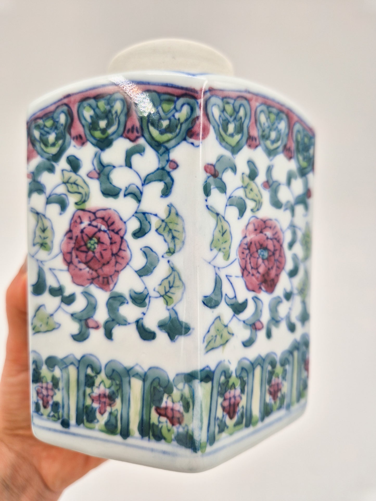 Vintage Chinese Porcelain Tea Jar with Lid