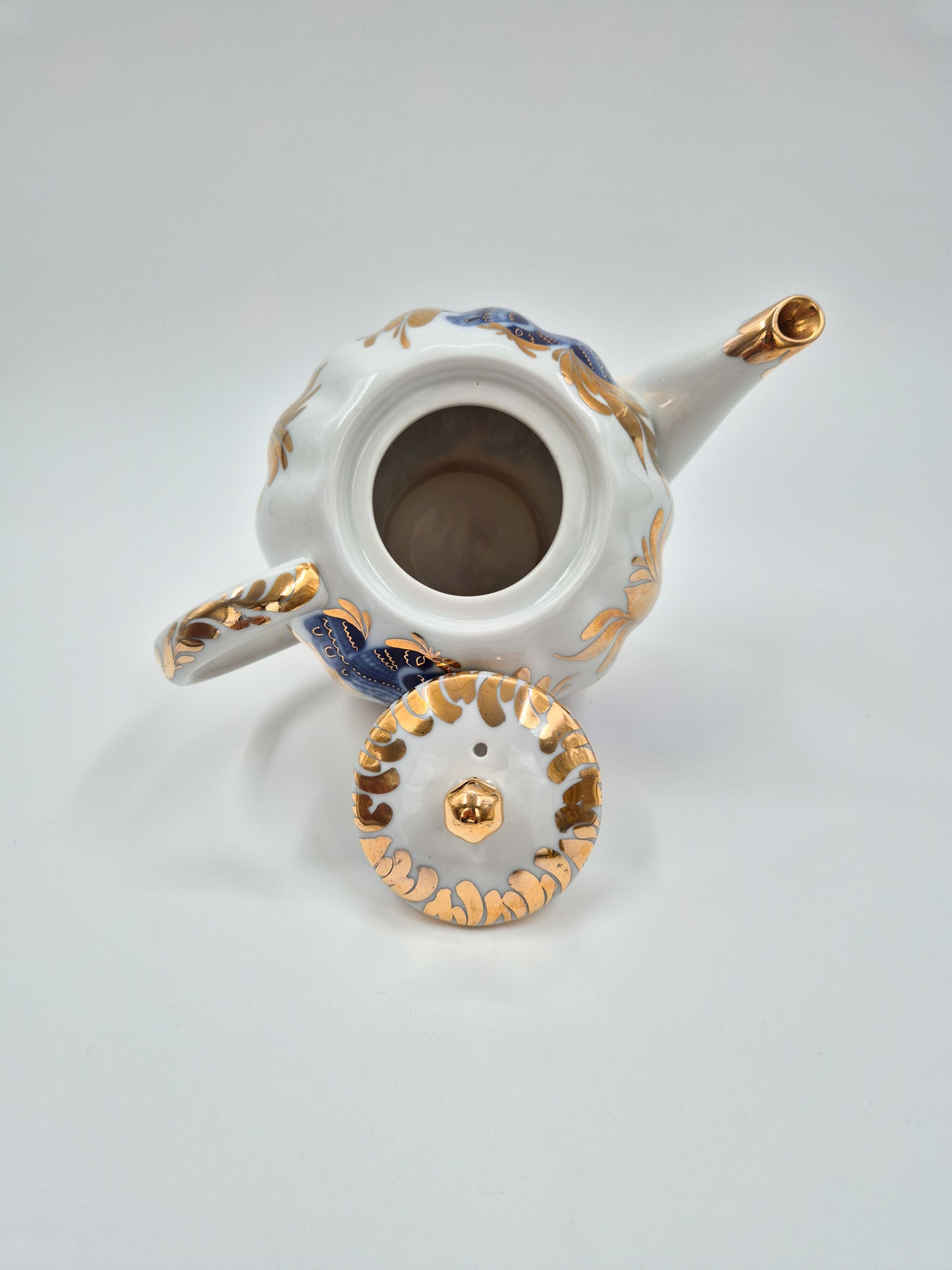 Lomonosov Golden Garden Teapot – Vintage USSR Porcelain