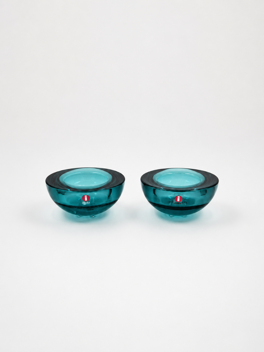 Iittala Ballo Tealight Candle Holders Pair Sea Green| Vintage Finnish Glass | Ballo Candle Holders Made in Finland