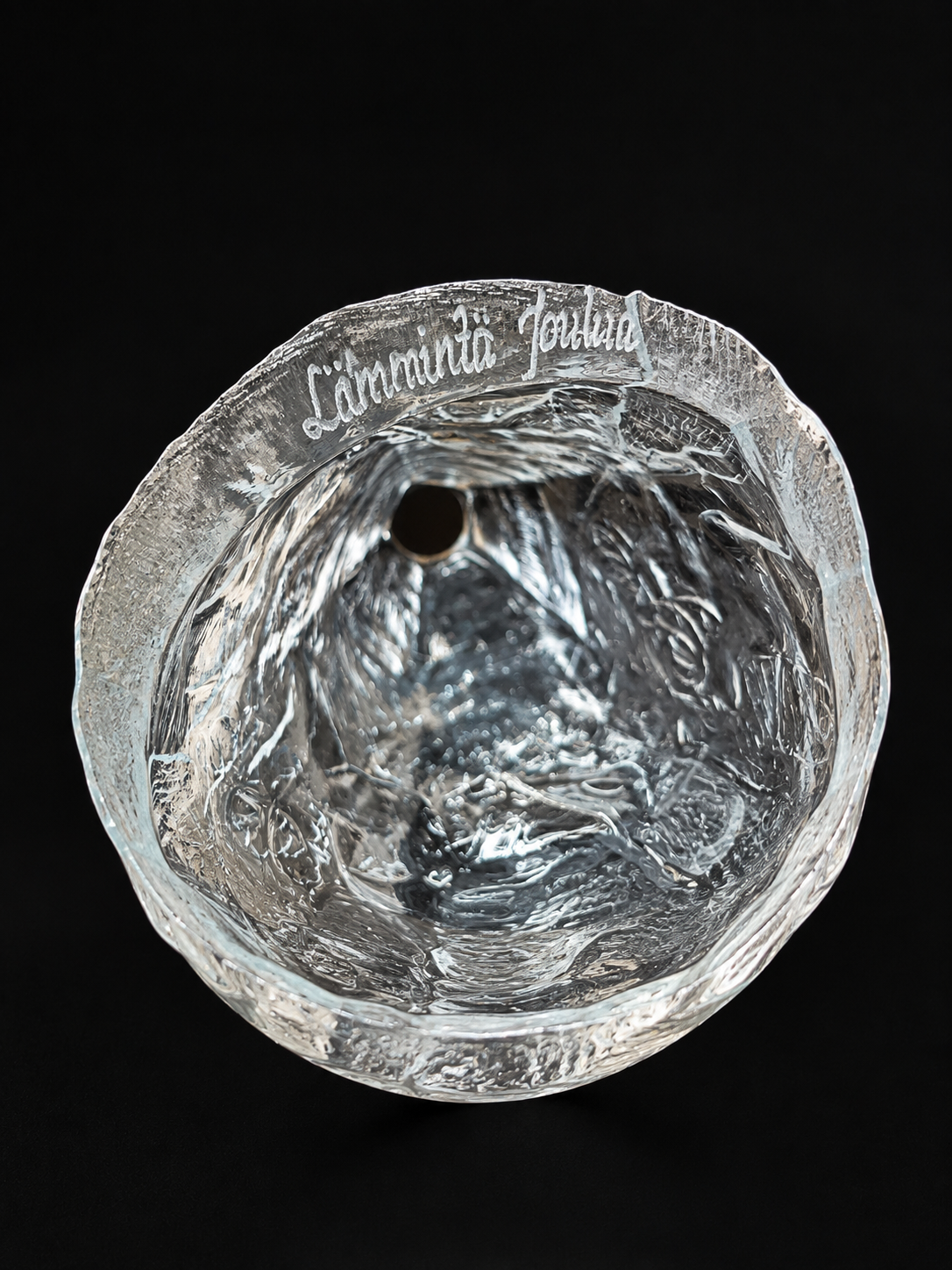 Vintage Meri Lasi Aslak Glass Candle Holder, Finnish Art Glass, Lapland Design, Handmade Finland, 1970s–1980s