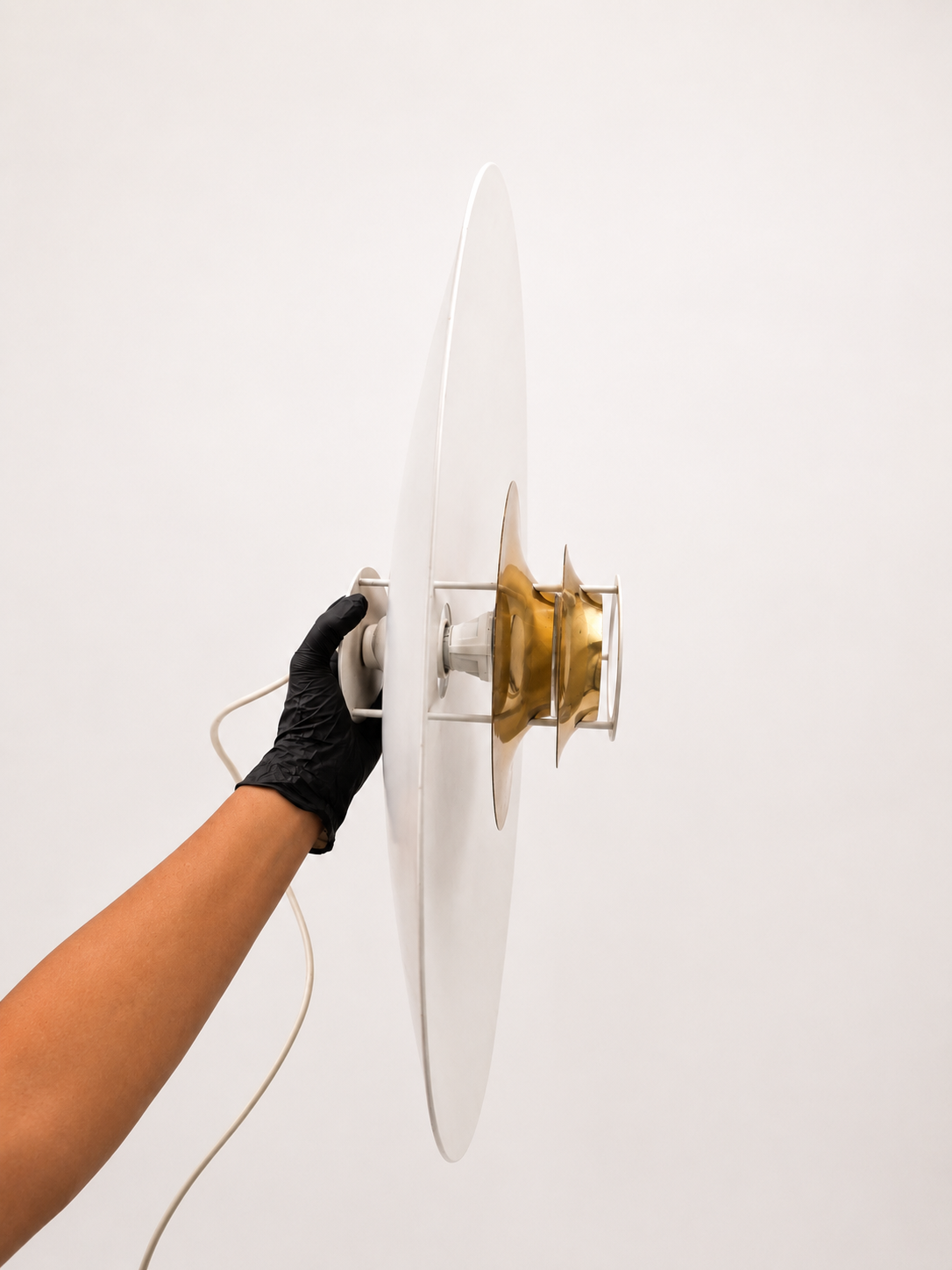 Artek JL341 Pendant Lamp, Juha Leiviskä White Brass Ceiling Light, Finnish Vintage Design, 1969 Scandinavian Lighting