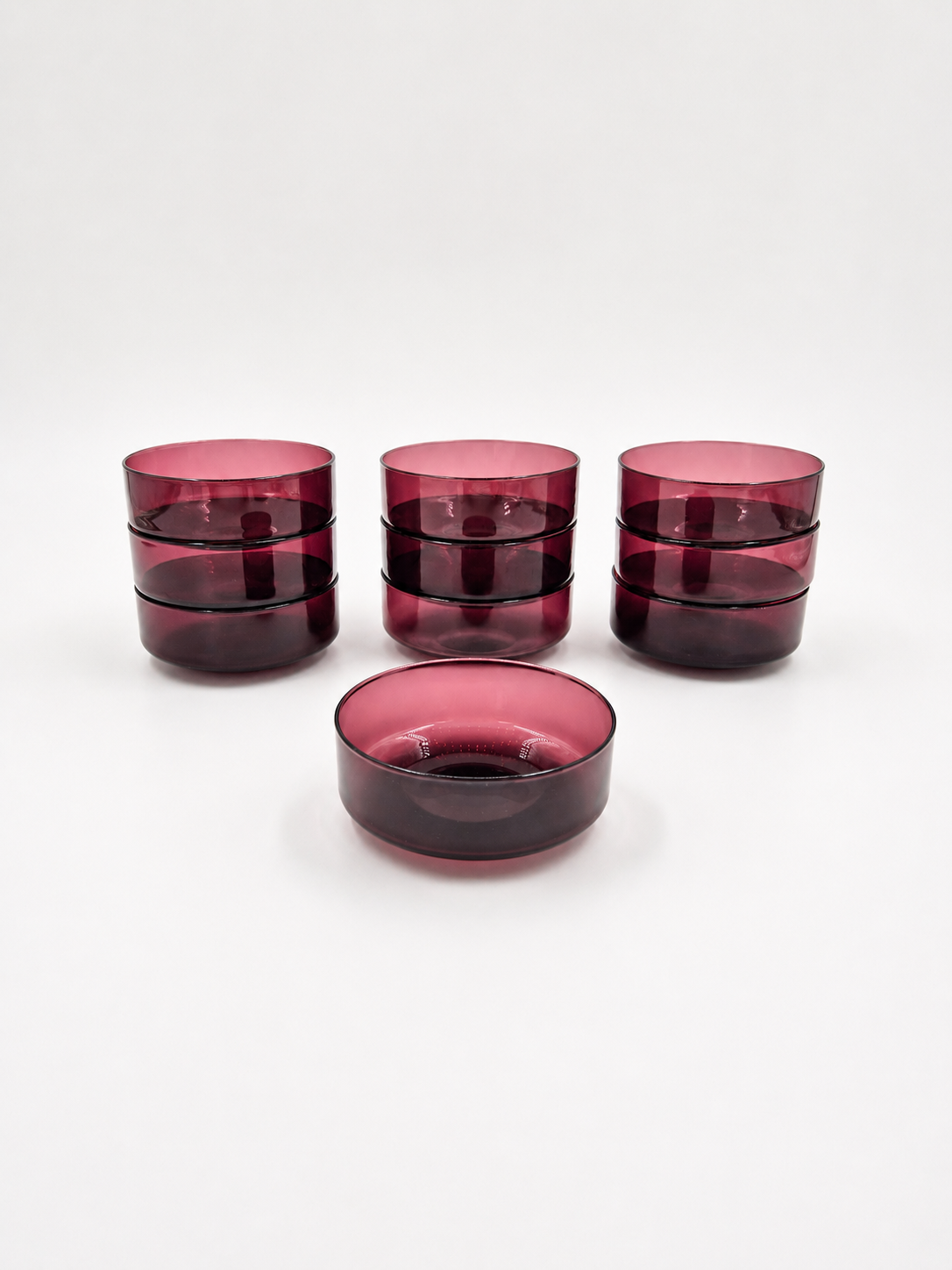 Iittala I-307 Dessert Bowls Set of 10 | Timo Sarpaneva Amethyst Purple Glass Bowls | Finnish Vintage Glass 1958–1970