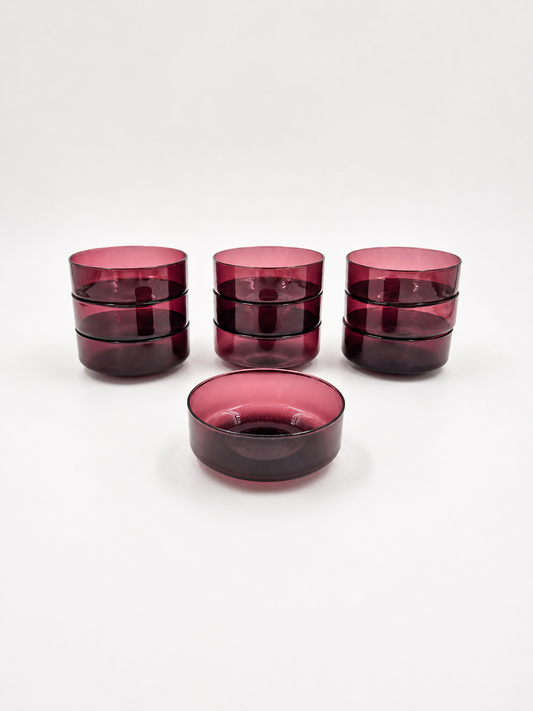 Iittala I-307 Dessert Bowls Set of 10 | Timo Sarpaneva Amethyst Purple Glass Bowls | Finnish Vintage Glass 1958–1970