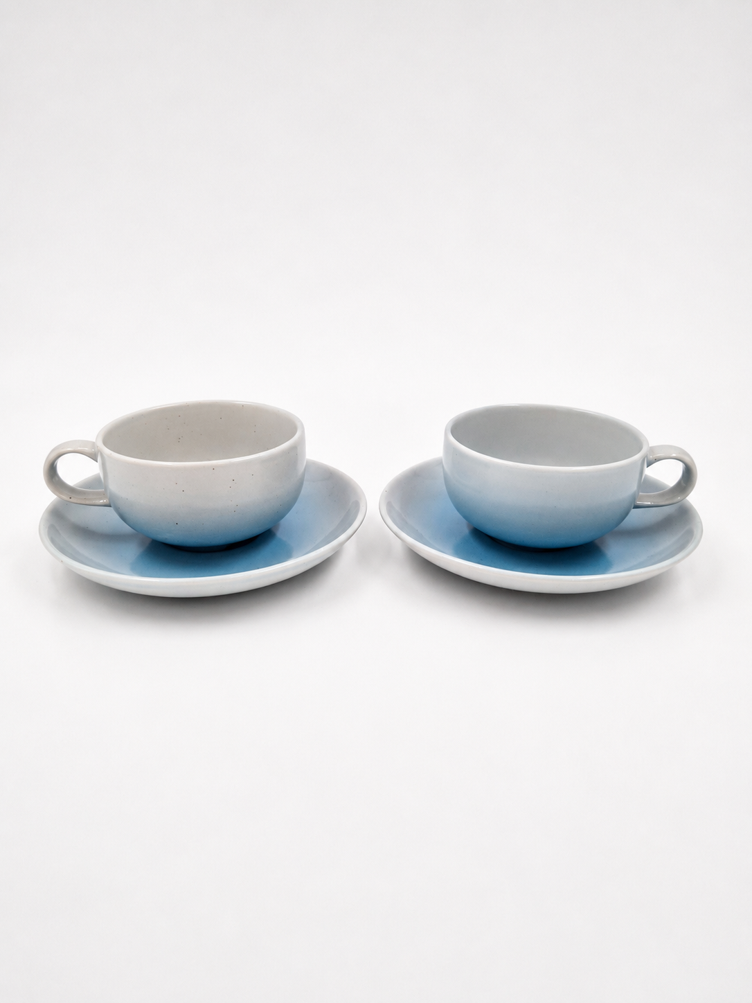 Vintage Pentik Salvia Coffee Cup & Saucer | Finnish Stoneware | Light Blue Gradient | Nordic Scandinavian Pottery | Made in Finland