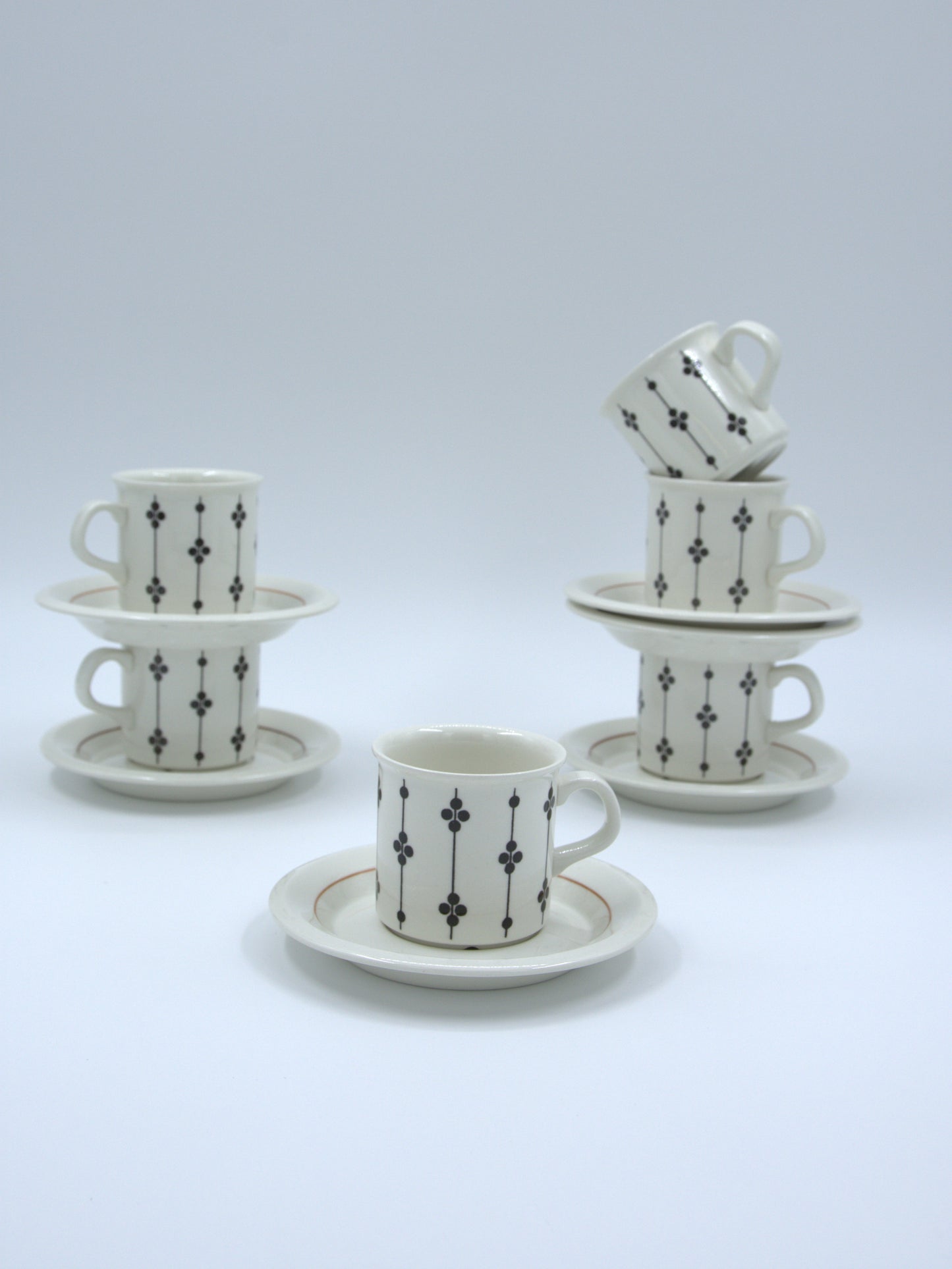 Set of 6 Rare Finnish Vintage Arabia Kartano Espresso Cups