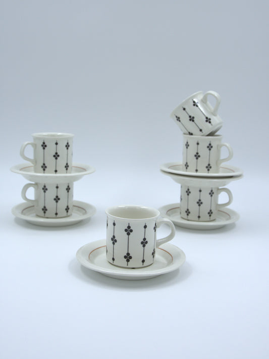 Set of 6 Rare Finnish Vintage Arabia Kartano Espresso Cups