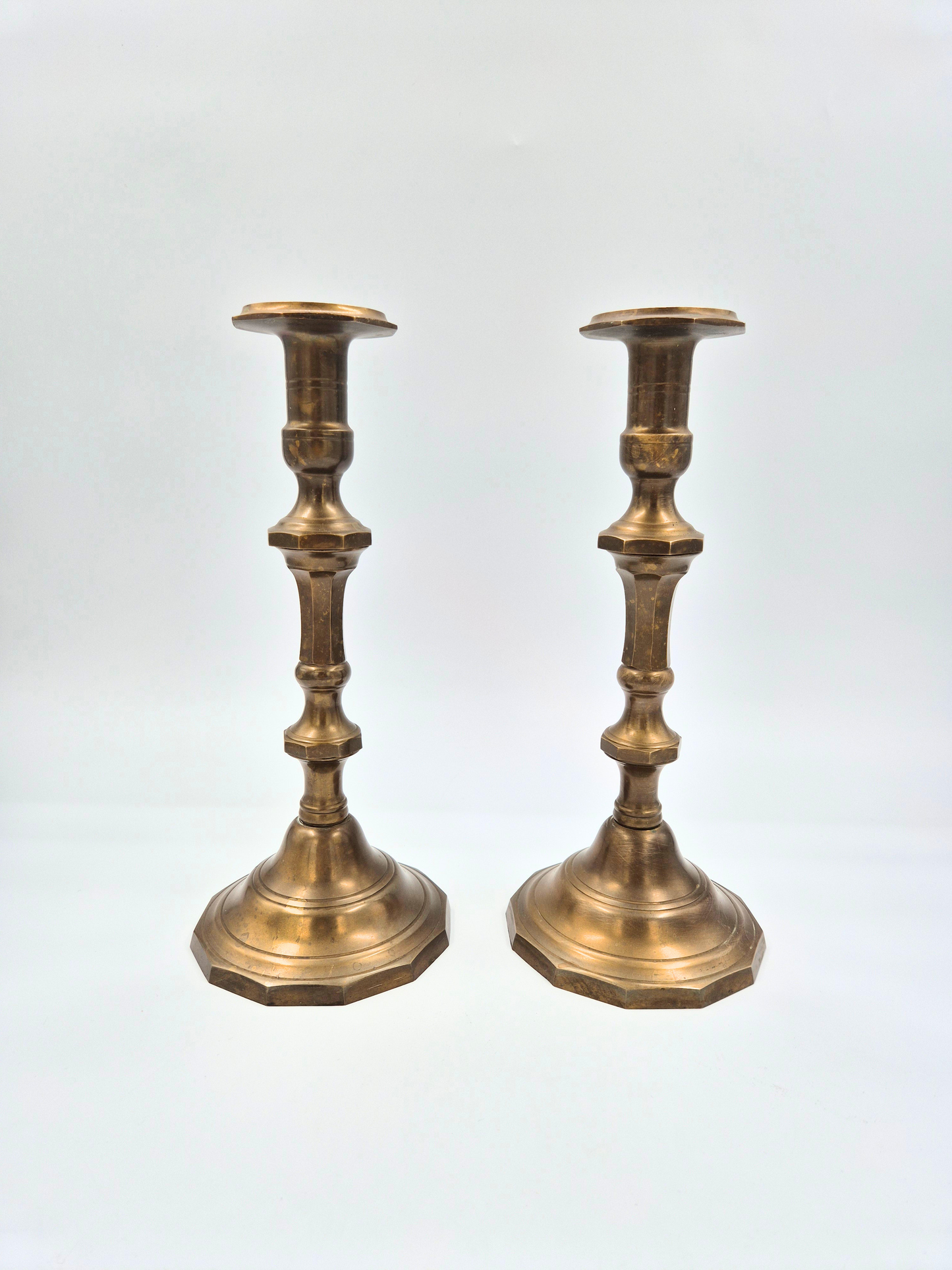 Vintage Brass Candlesticks Pair – 30 cm – Beautiful Aged Patina