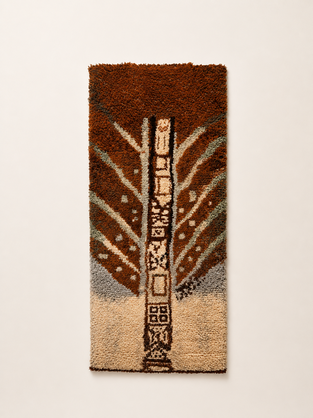 Leena-Kaisa Halme "Joukahainen" Finnish Ryijy Wall Hanging 80x200 cm – Vintage Handwoven Wool Textile Art