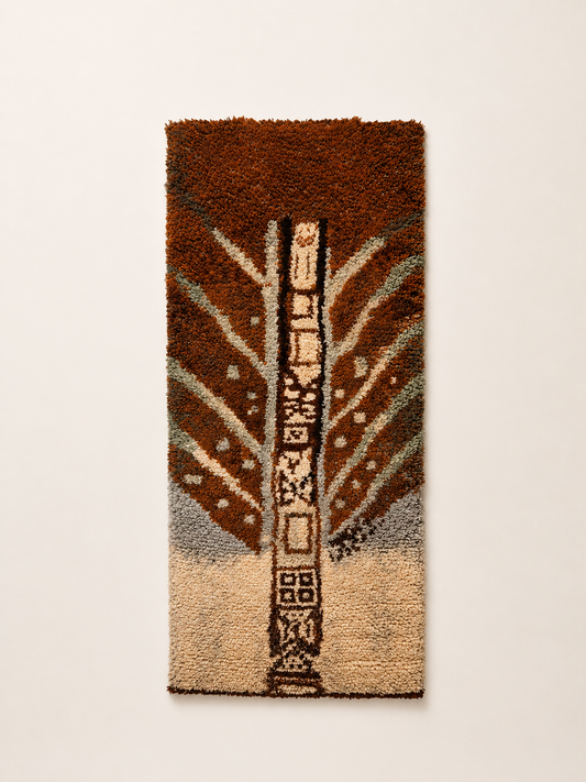 Leena-Kaisa Halme "Joukahainen" Finnish Ryijy Wall Hanging 80x200 cm – Vintage Handwoven Wool Textile Art