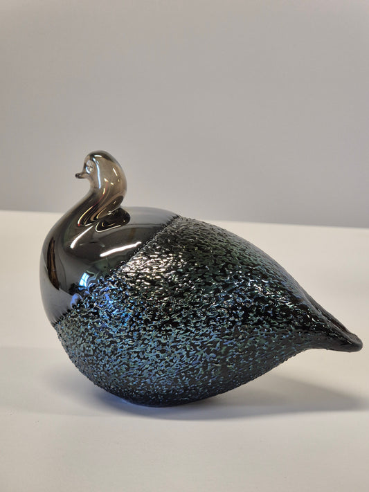 Vintage Blue Glass Partridge – Jussis Glas, Finland