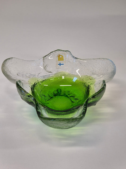 Vintage Humppila 'Kivi' Signed Glass Bowl