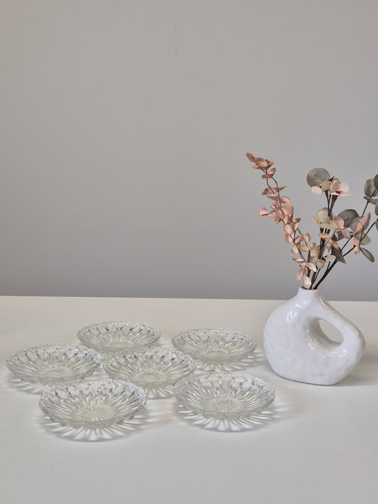 Vintage glazen dessertbord - elegant geperst glas
