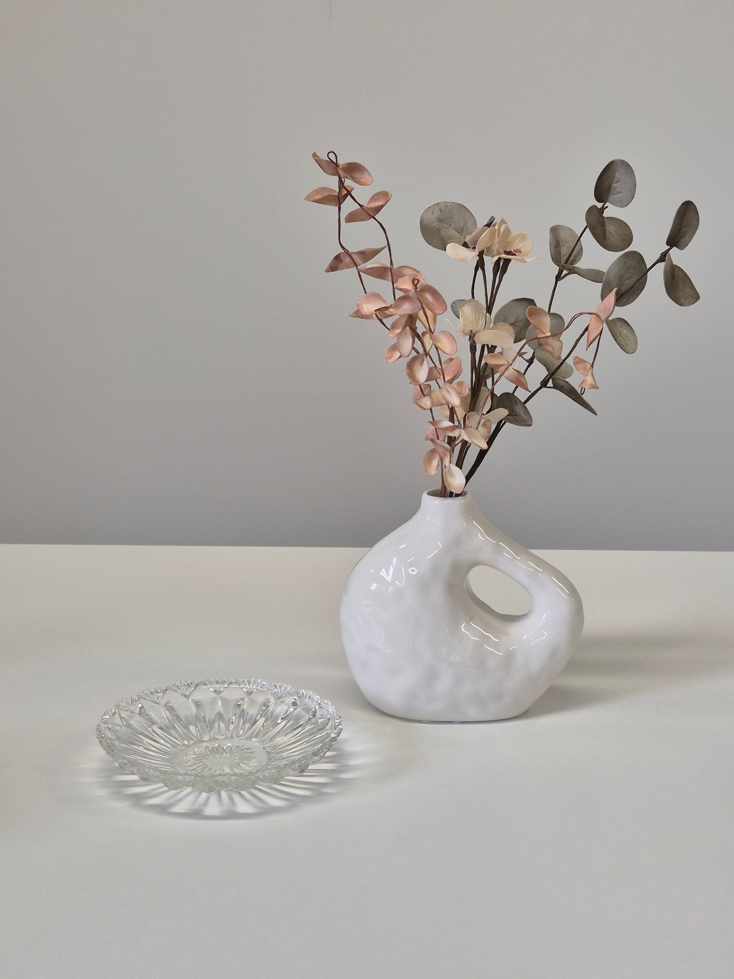 Vintage glazen dessertbord - elegant geperst glas