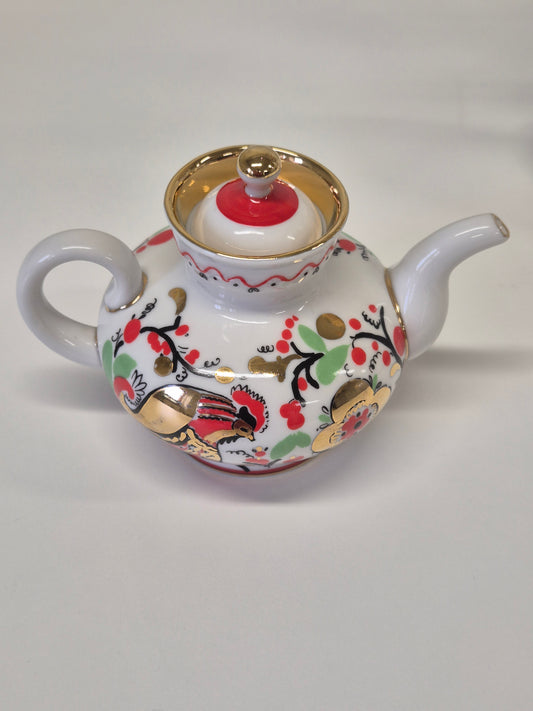 Vintage Lomonosov Small Pot "Imperial Rooster"