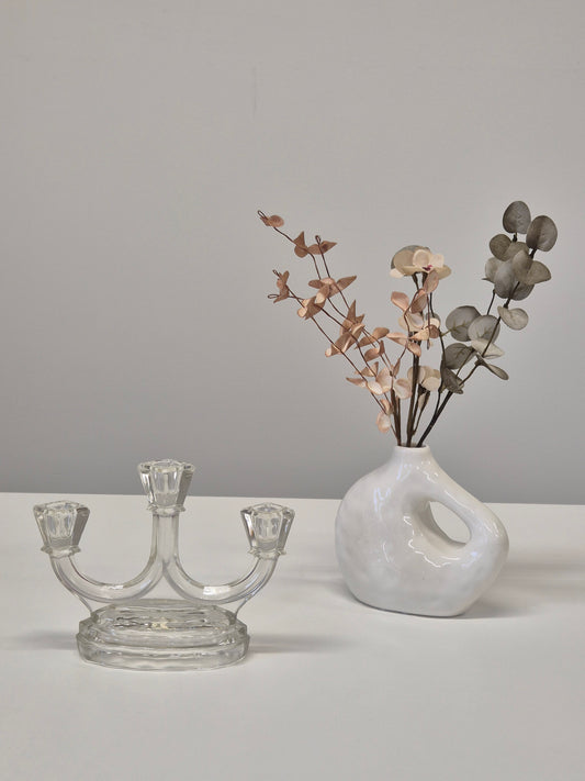Art Deco Kandelaar van Riihimäen Lasi – Vintage Finse glazen kaarsenhouder