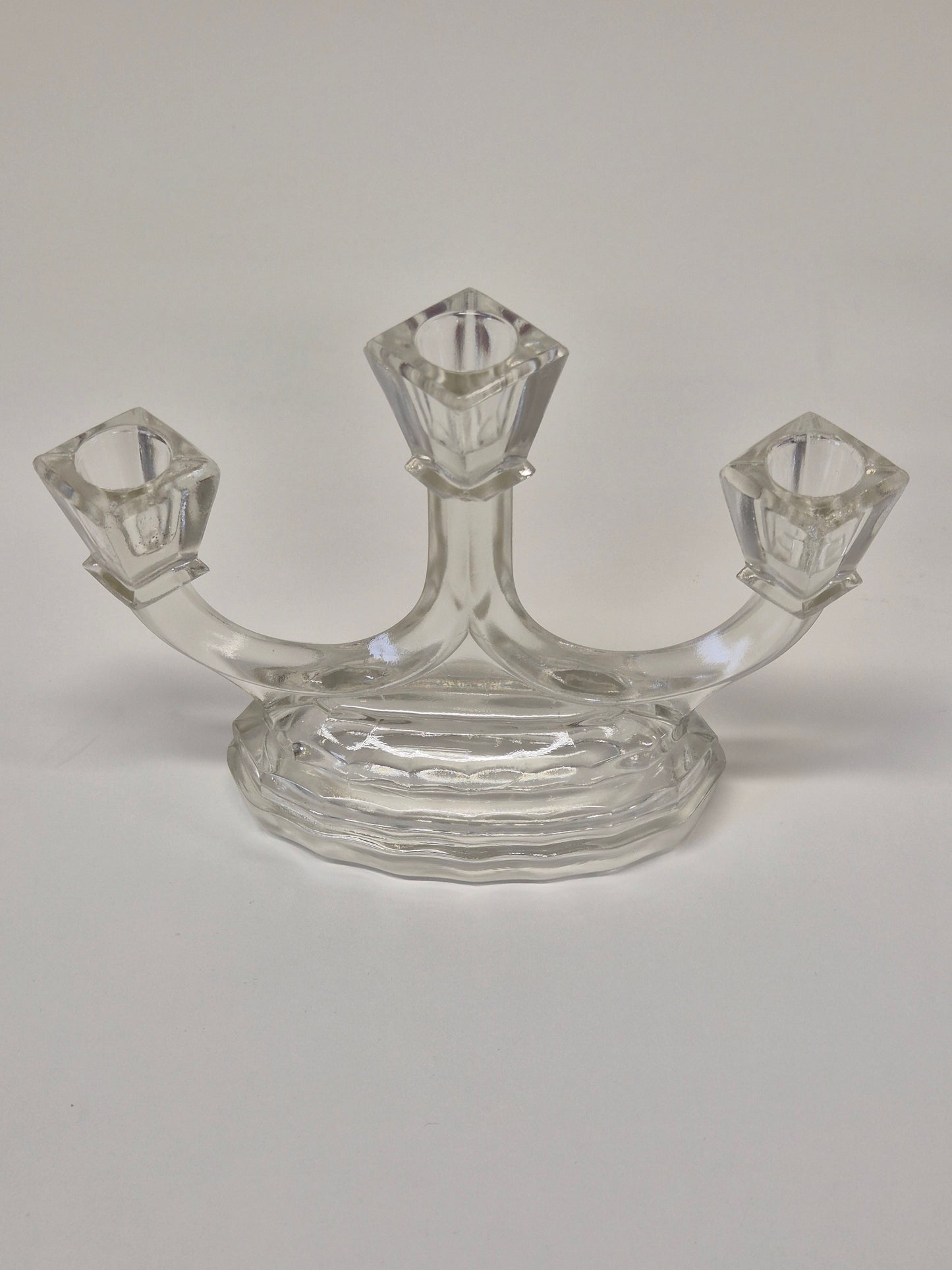 Art Deco Kandelaar van Riihimäen Lasi – Vintage Finse glazen kaarsenhouder