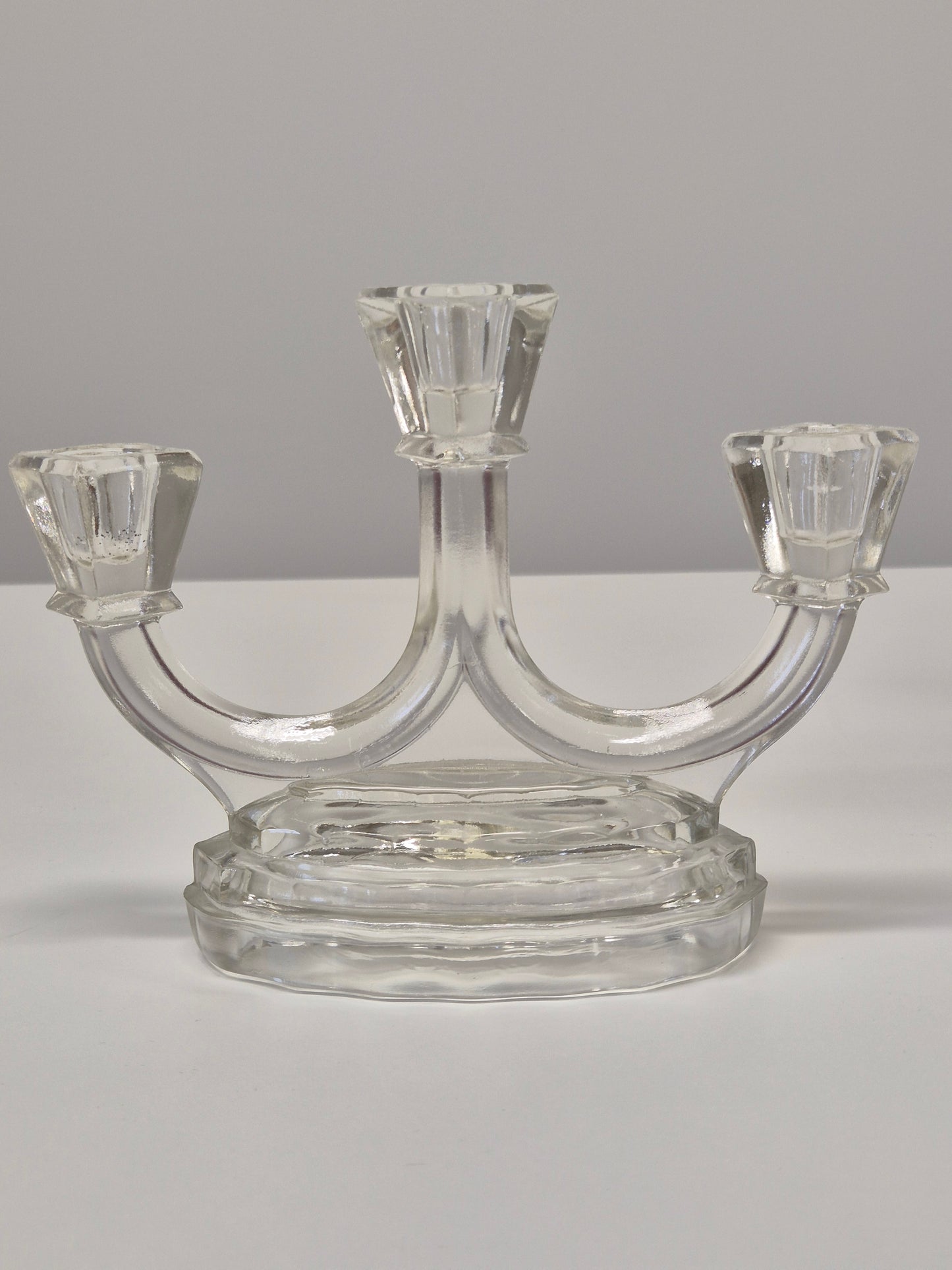 Art Deco Kandelaar van Riihimäen Lasi – Vintage Finse glazen kaarsenhouder