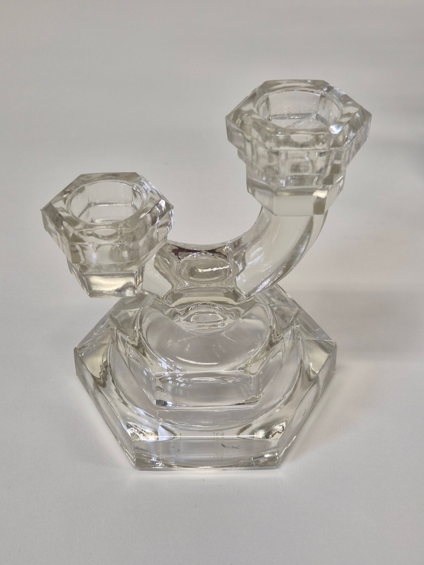 Art Deco Kandelaar van Riihimäen Lasi – Vintage Finse glazen kaarsenhouder