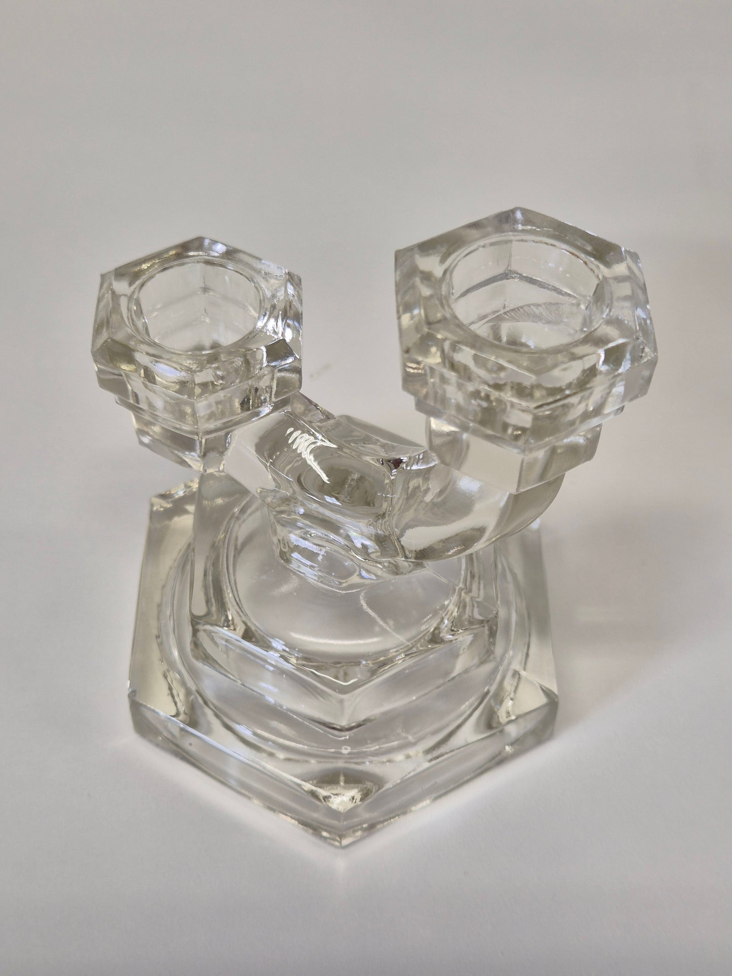 Art Deco Kandelaar van Riihimäen Lasi – Vintage Finse glazen kaarsenhouder