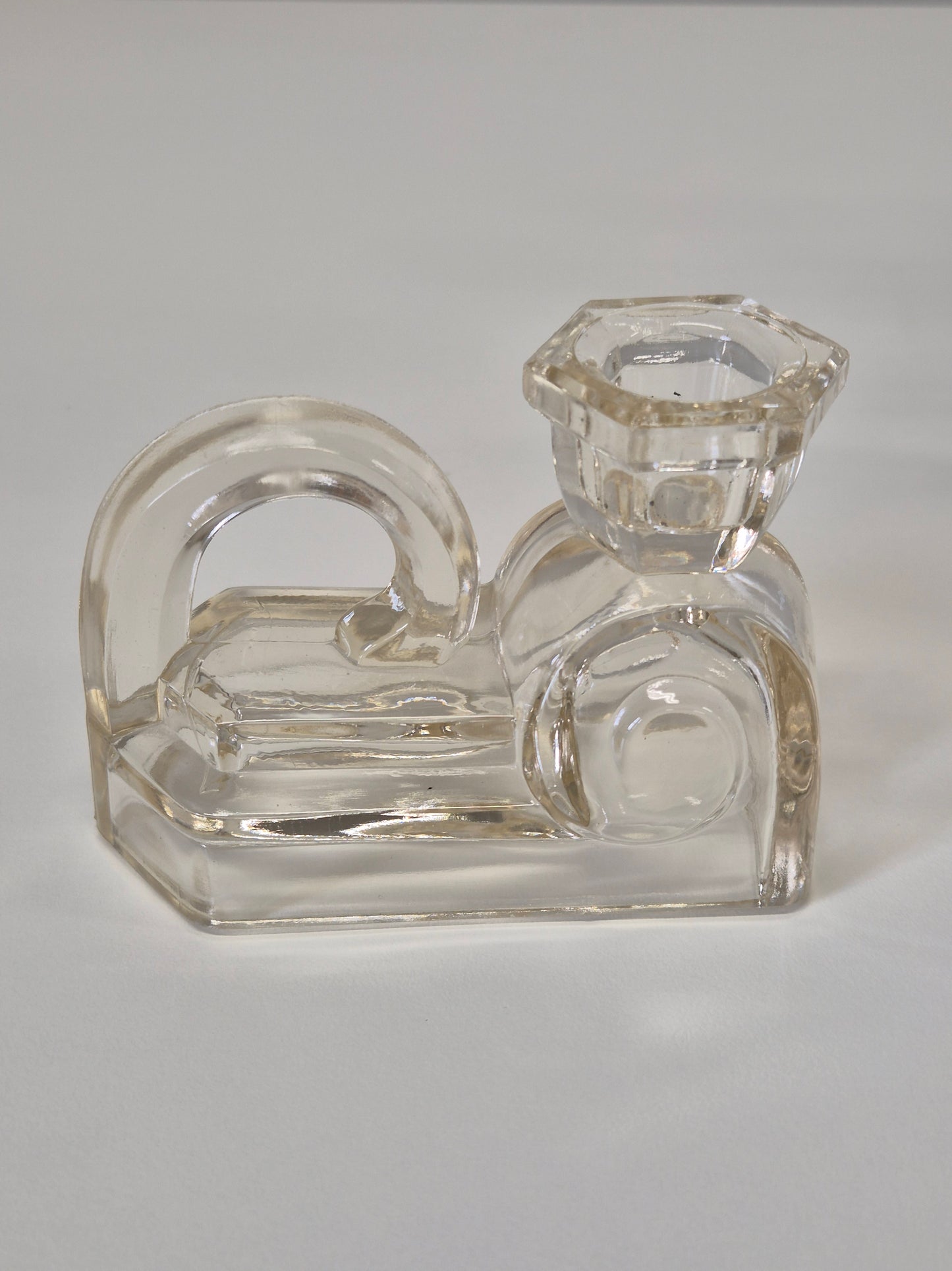 Art Deco glazen kandelaar - Vintage elegante kaarsenhouder