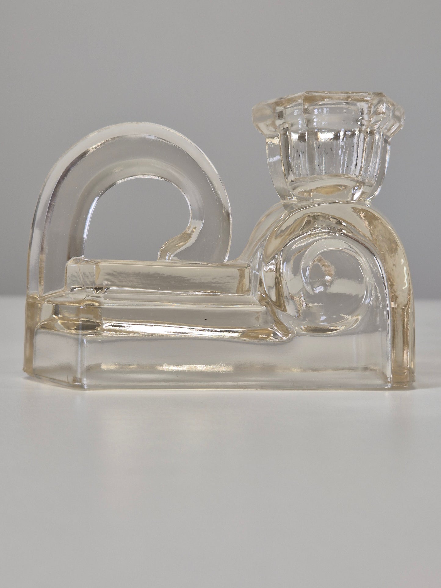 Art Deco glazen kandelaar - Vintage elegante kaarsenhouder