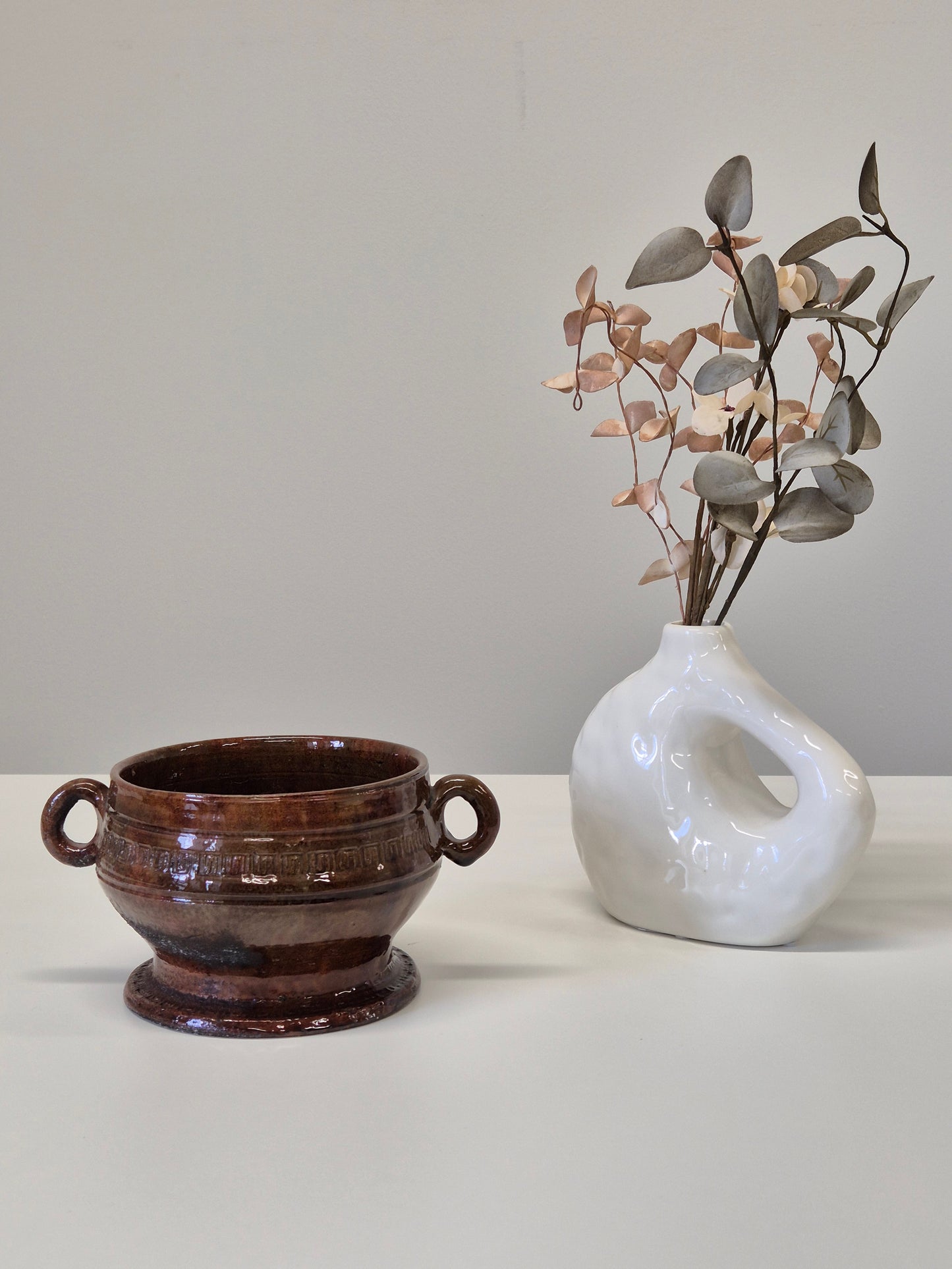 Vintage kleipot met handvatten - rustiek aardewerken vat