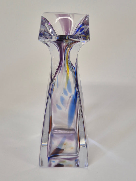 Russian Colored Lead Crystal Vase – Vintage Hand-Cut Art Glass