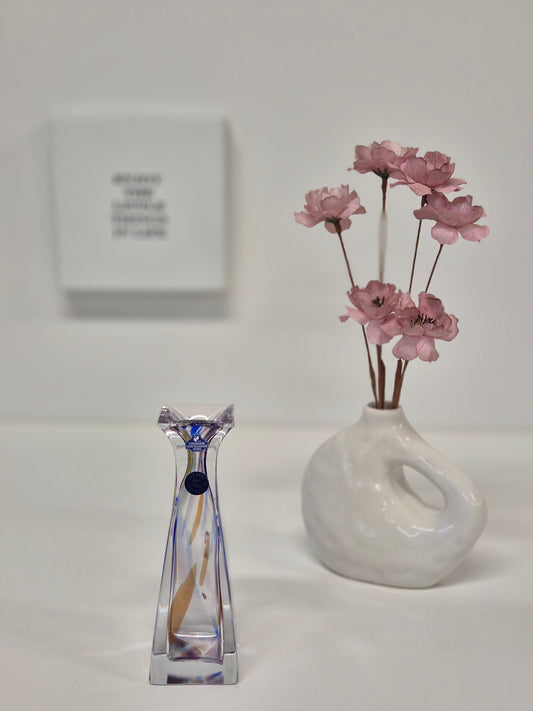 Russische gekleurde loodkristallen vaas - vintage handgesneden kunstglas