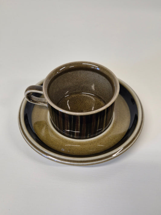 Arabia Kosmos Mocha Cup and Saucer by Gunvor Olin-Grönqvist (1963–1976)