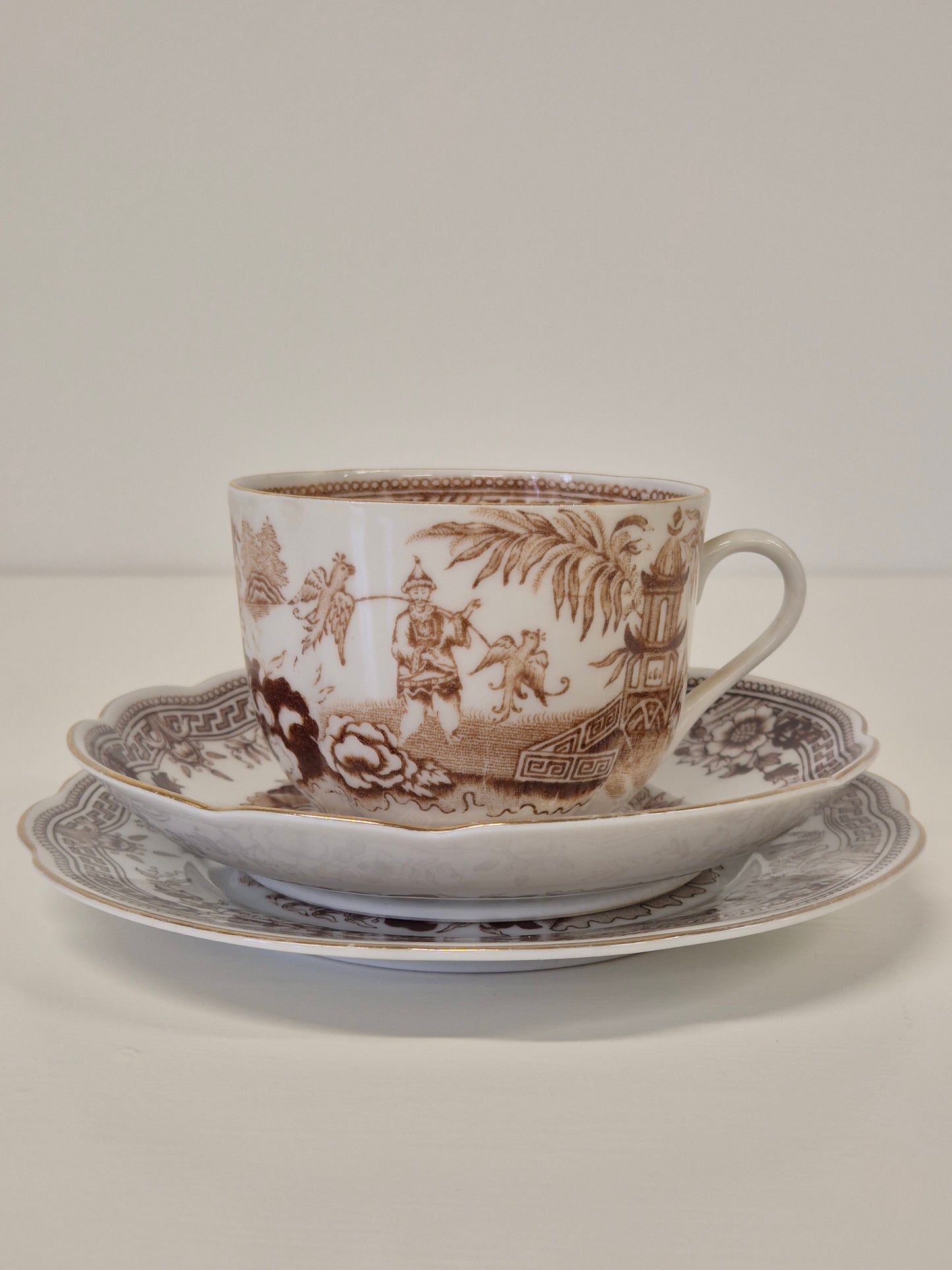 Arabia Finland “Singapore” Trio – Coffee Cup, Saucer & Cake Plate (1964–1975)