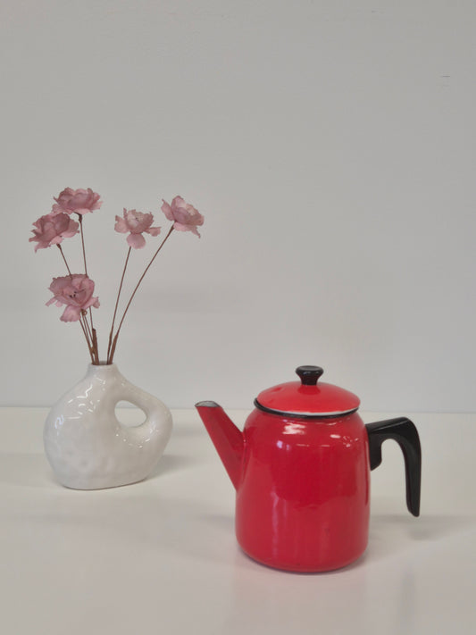 Vintage rode emaille koffiepot - Klassiek retro keukengerei