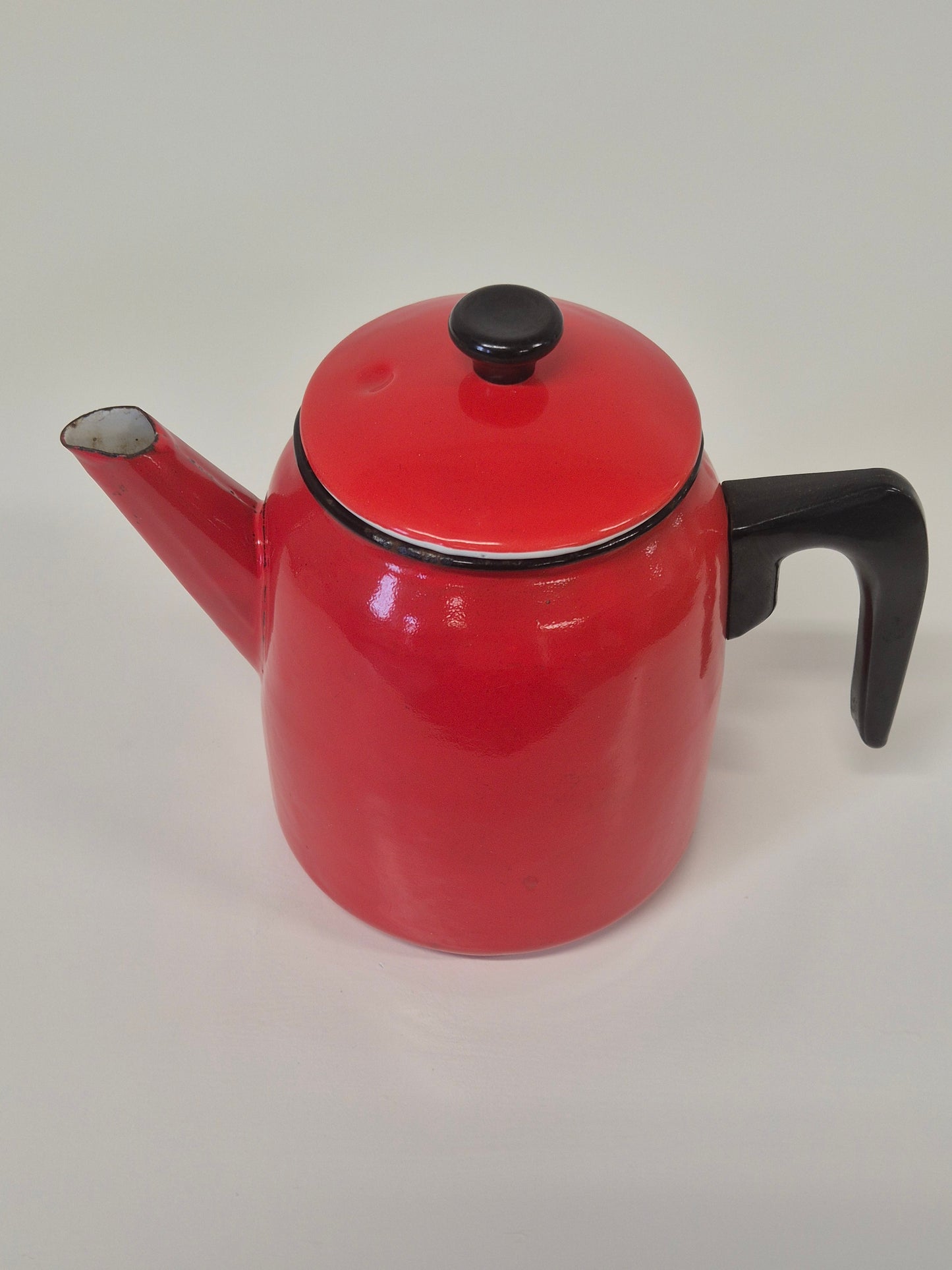 Vintage rode emaille koffiepot - Klassiek retro keukengerei