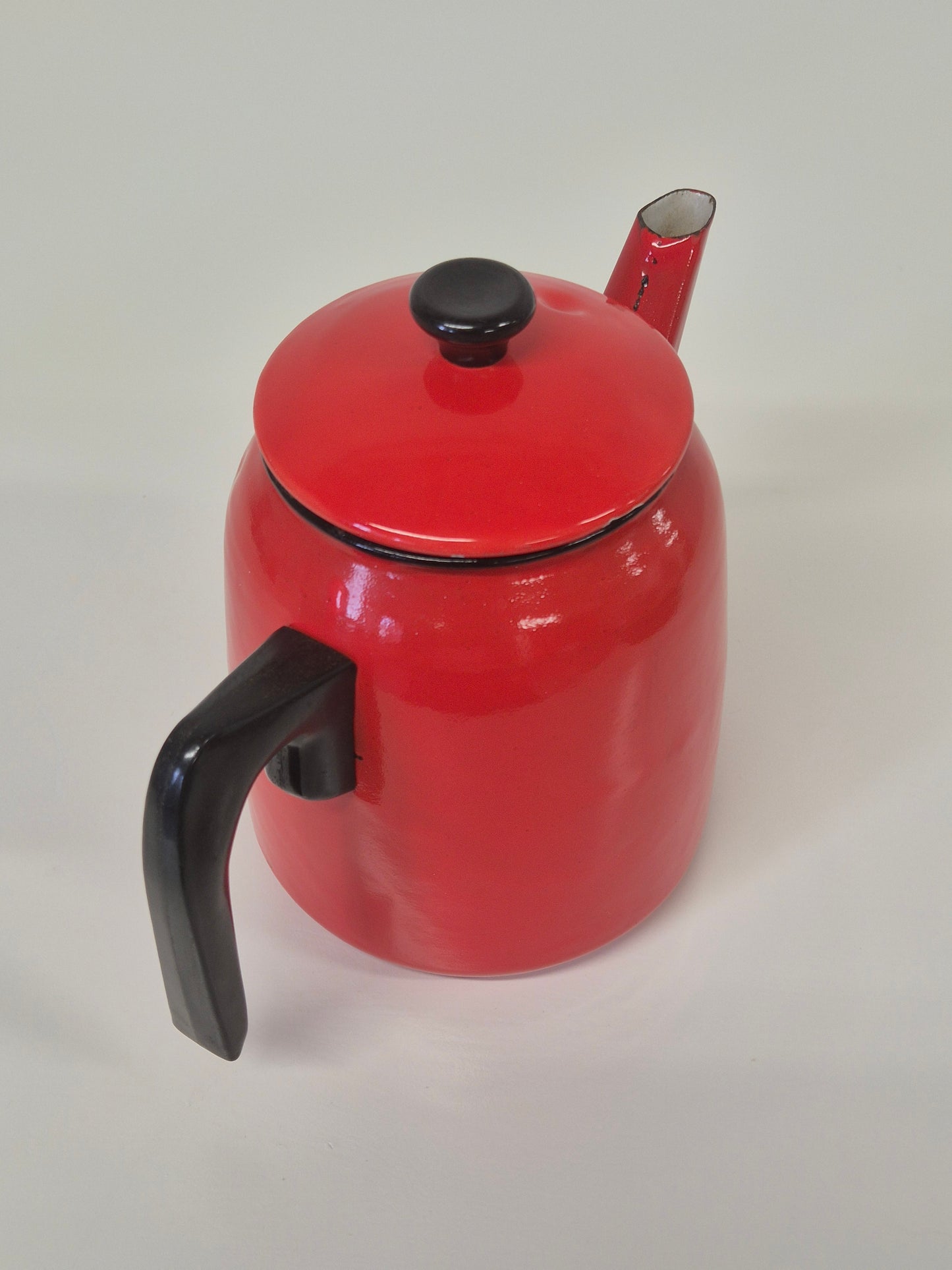 Vintage rode emaille koffiepot - Klassiek retro keukengerei
