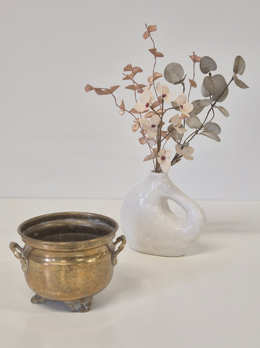 Vintage Metal Footed Serving Bowl