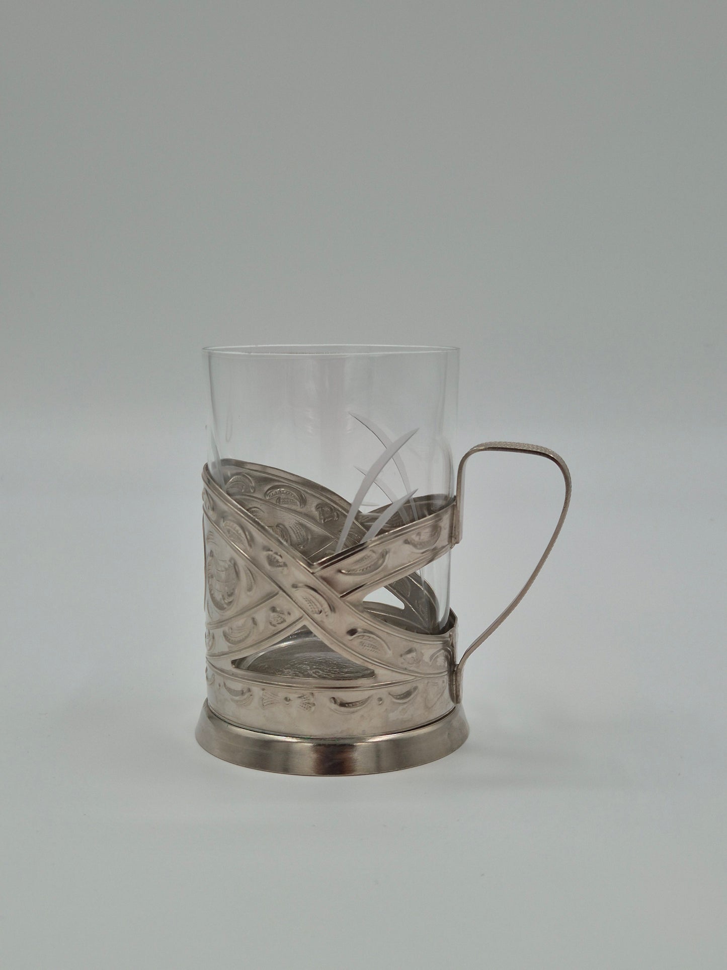 Vintage Scandinavische glazen in metalen houder