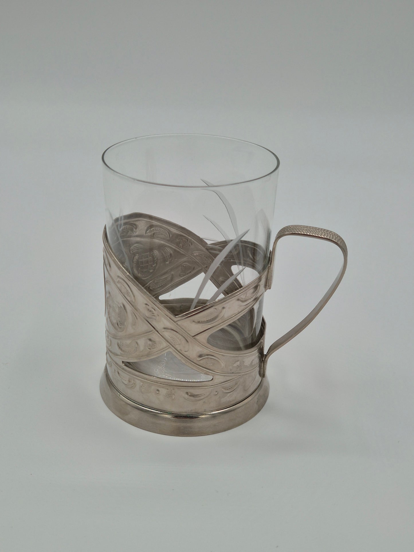 Vintage Scandinavische glazen in metalen houder