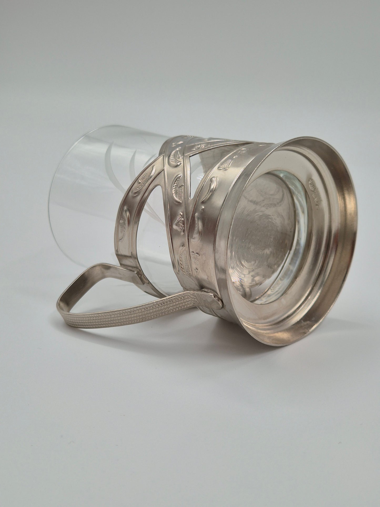 Vintage Scandinavische glazen in metalen houder