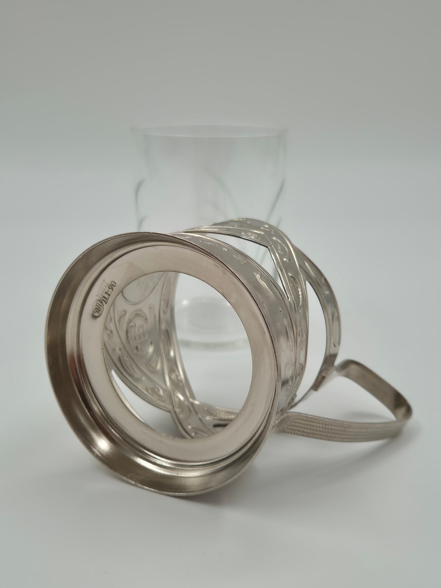 Vintage Scandinavische glazen in metalen houder