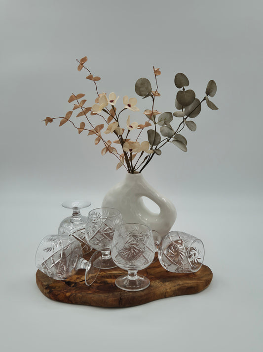 Vintage Crystal Cognac Glasses – Elegant Retro Barware