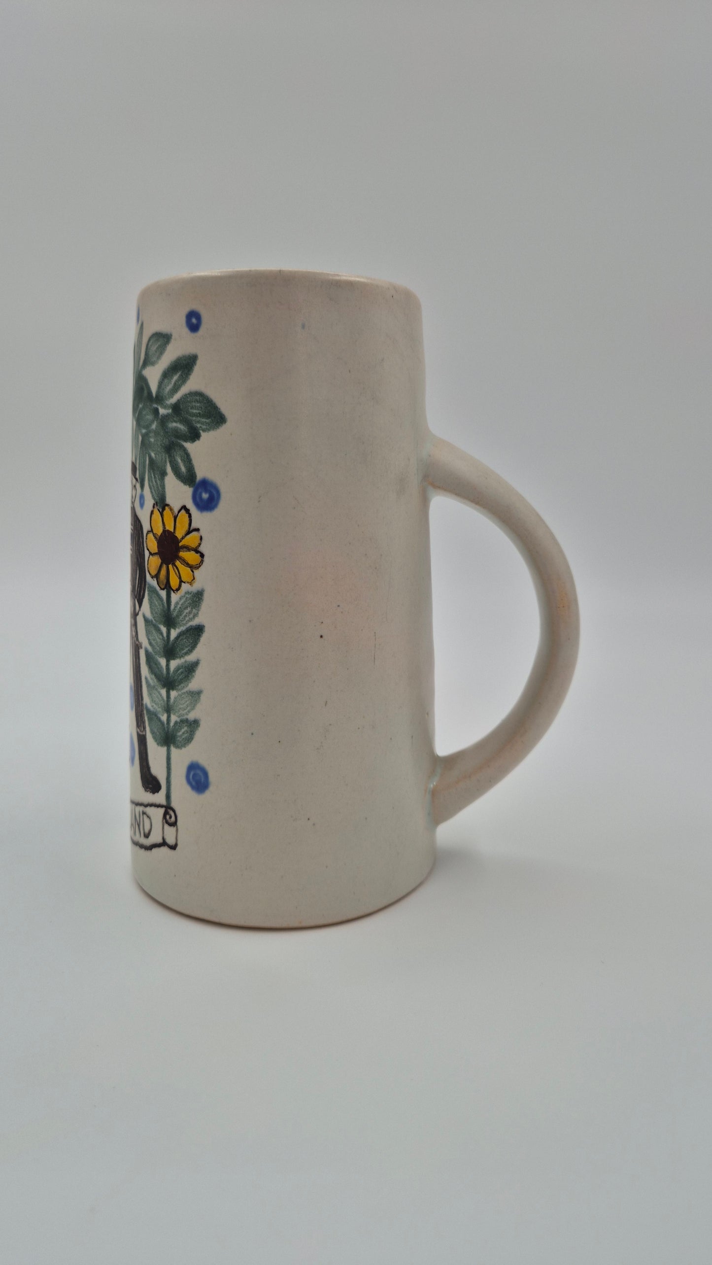 Vintage Kupittaan Savi “Haarikka” stoneware beaker, Gudrun Raunio design, Finland