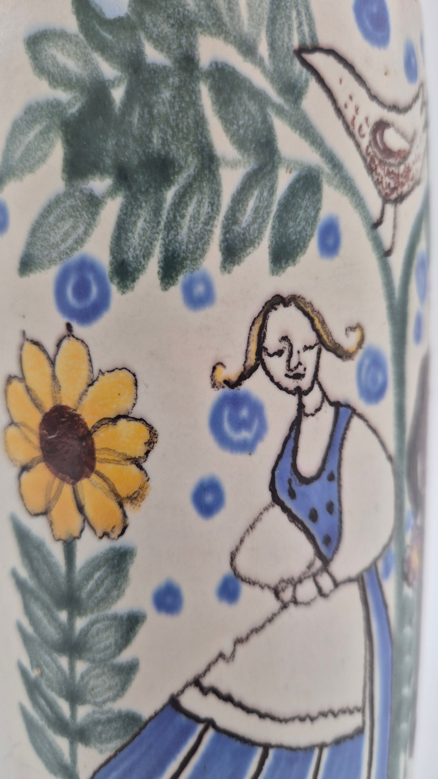 Vintage Kupittaan Savi “Haarikka” stoneware beaker, Gudrun Raunio design, Finland