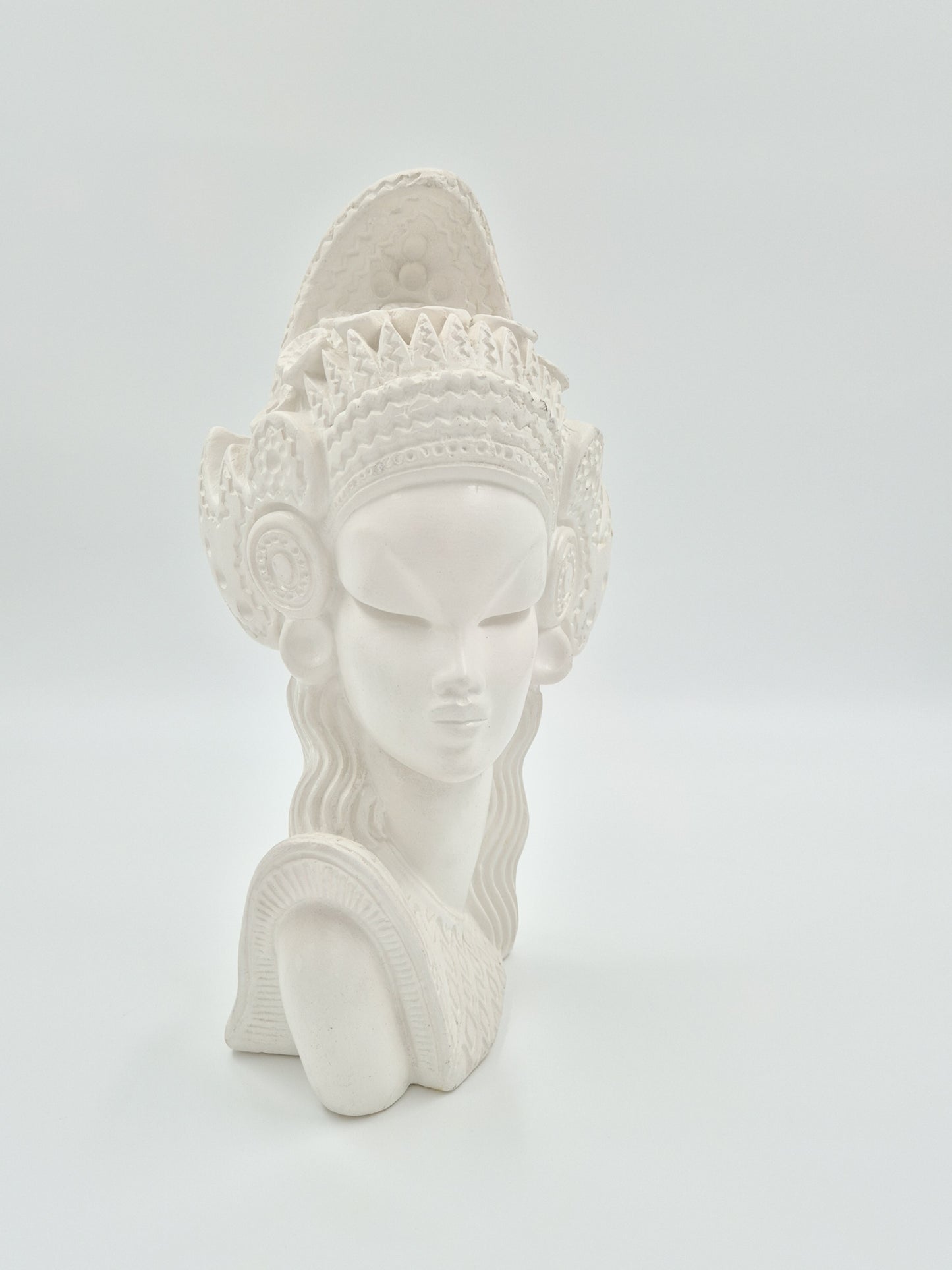 Vintage Balinese Style Bust Sculpture – Hand-Carved, Signed “SUOMI”