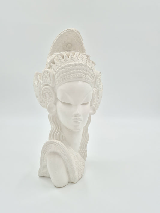 Vintage Balinese Style Bust Sculpture – Hand-Carved, Signed “SUOMI”