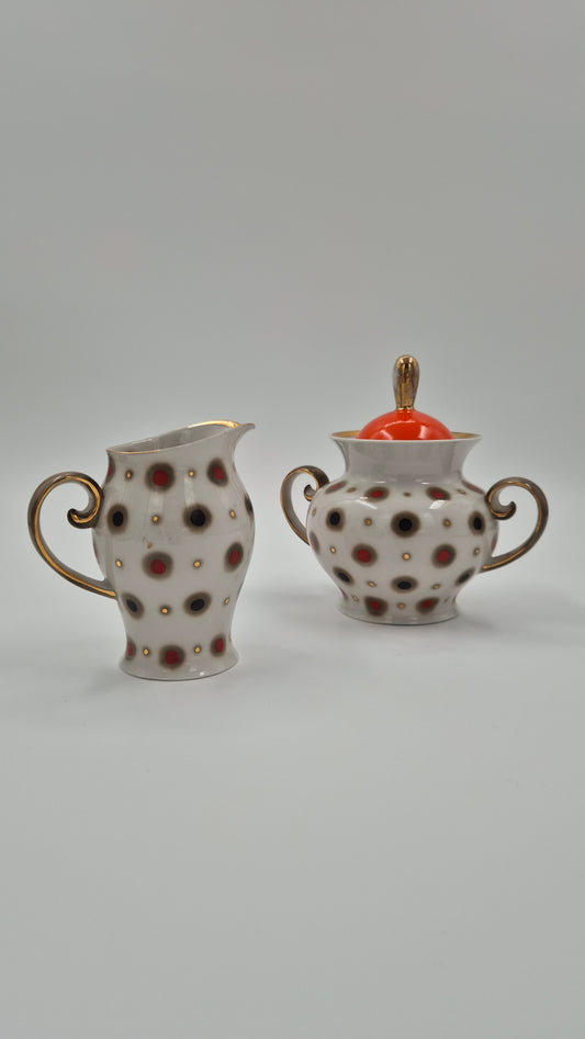 Vintage Novgorod Sugar Bowl and Cream Jug Set