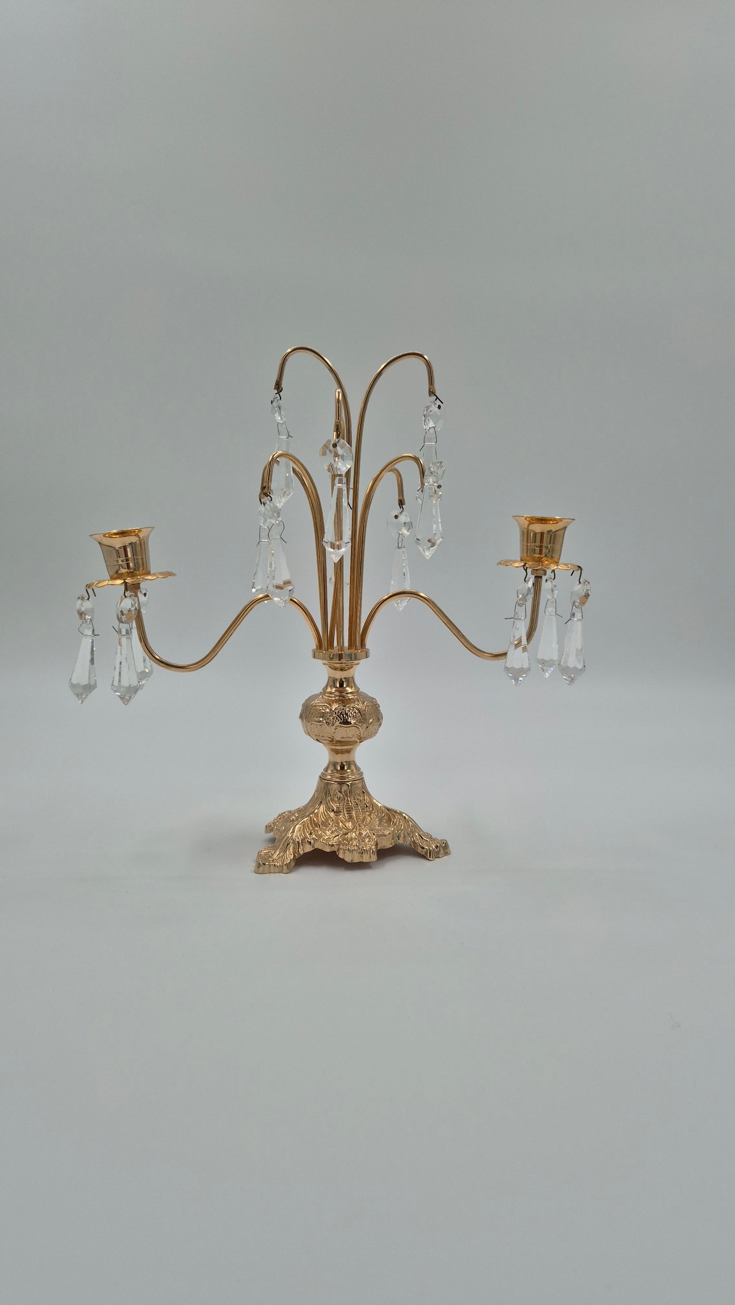 Vintage Crystal Candelabra – Gold Plated Accent