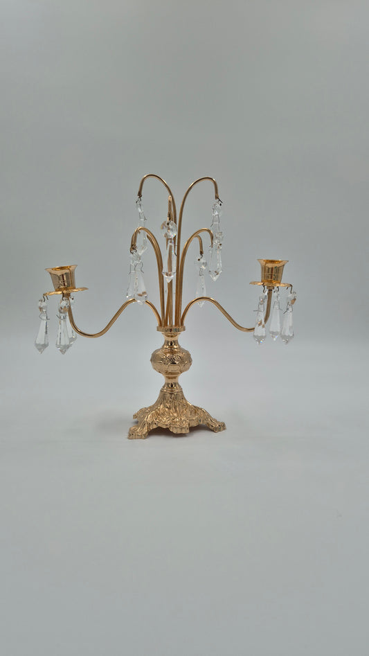 Vintage Crystal Candelabra – Gold Plated Accent
