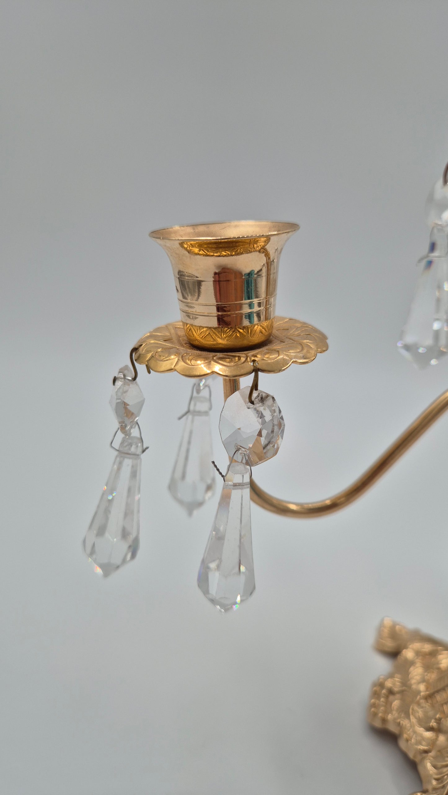 Vintage Crystal Candelabra – Gold Plated Accent