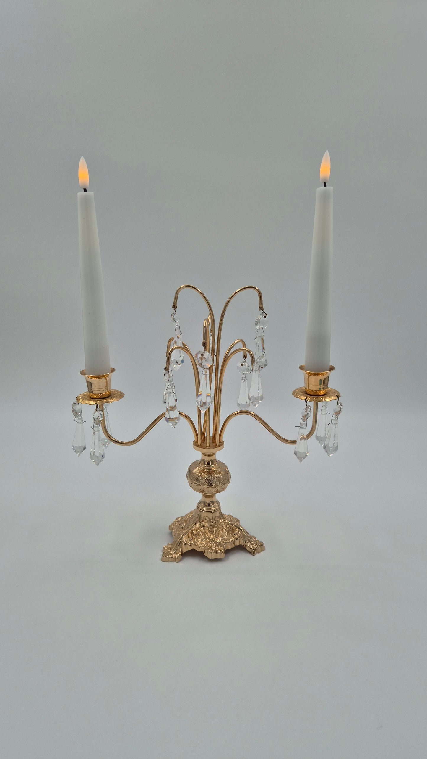 Vintage Crystal Candelabra – Gold Plated Accent