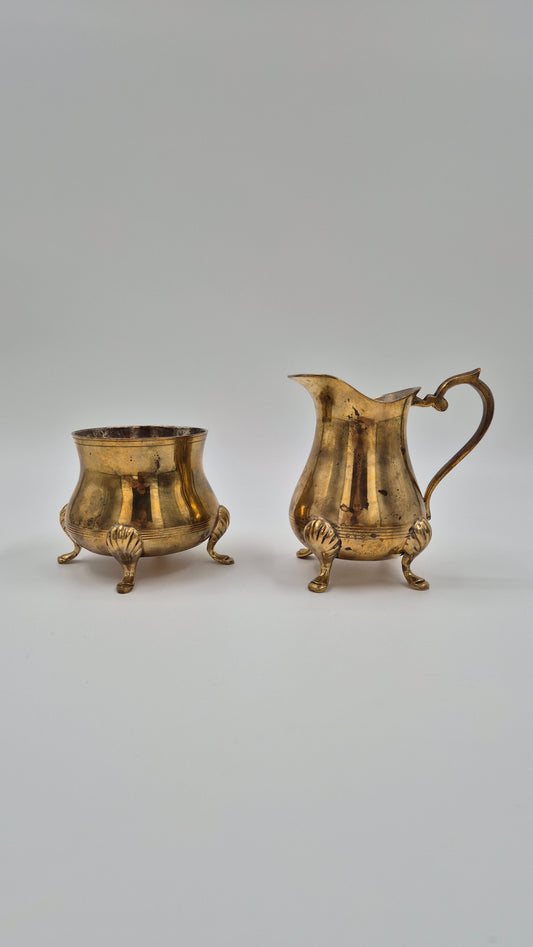Antique Sugar Bowl and Creamer – Patinated set