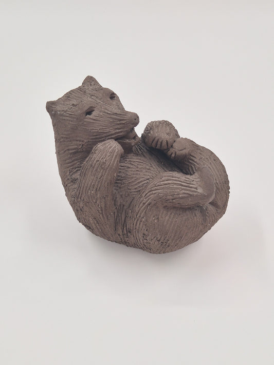 Vintage Clay Bear Sculpture
